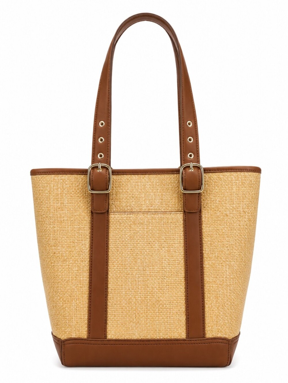 Raffia & Faux Leather Mini Tote Coastal Grandmother Summer Bag
